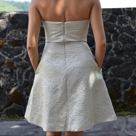 MONIQUE LHUILLER Textured evening dress in pearl - Picture 4 of 8